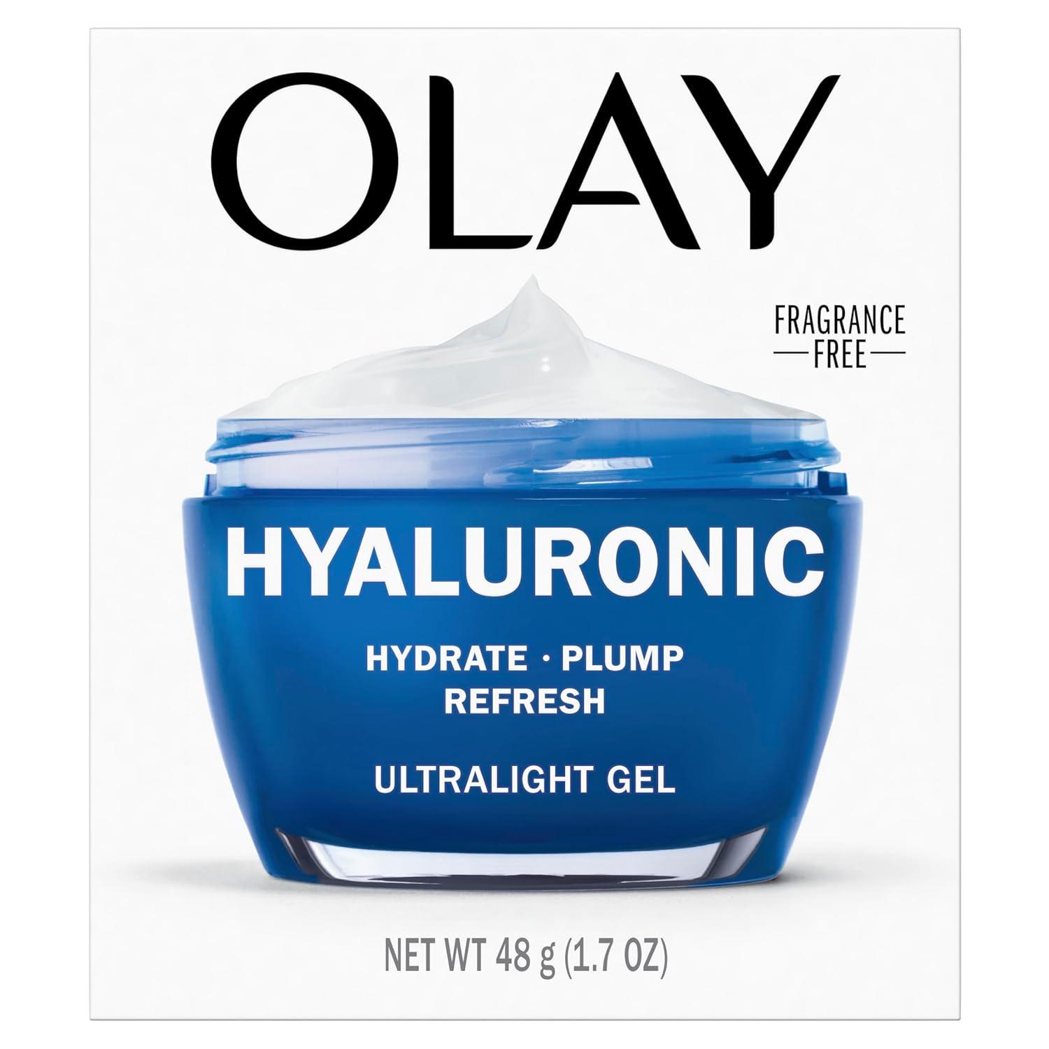 imageOlay Hylauronic Acid Face Mousturizer Plump ampamp Hydrate FragranceFree  Hydrating Gel for Dry Skin Retain ampamp Replenish Moisture with Niacinamide  Recyclable Sustainable Eco Jar NonGreasy 2 Oz17 Fl Oz Pack of 1
