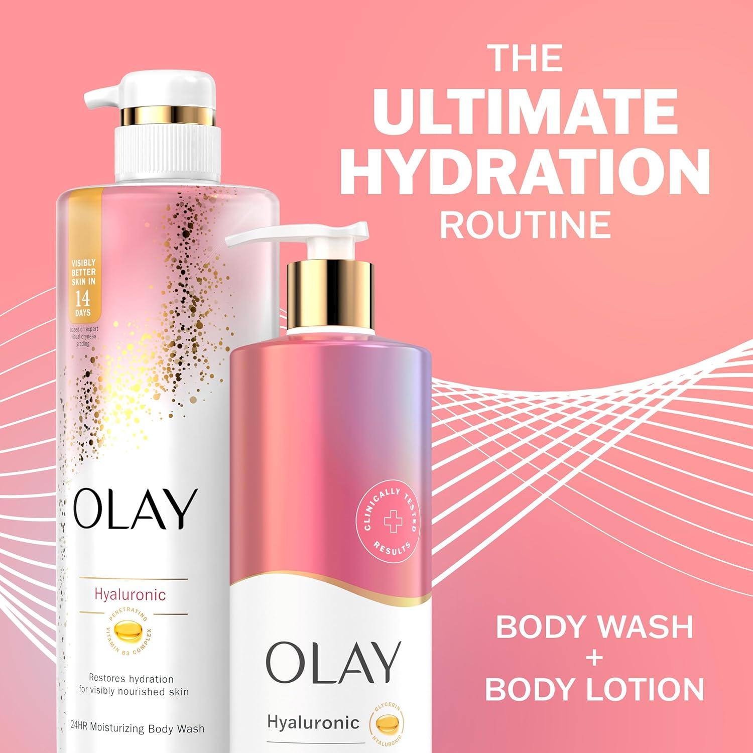 imageOlay Intensely Hydrating Body Wash  Body Lotion Bundle Pack Moisturizing ampamp Nourishing Formula with Hyaluronic Acid ampamp Vitamin B3 Complex 26 fl oz ampamp 17 fl oz Pack of 2Scent
