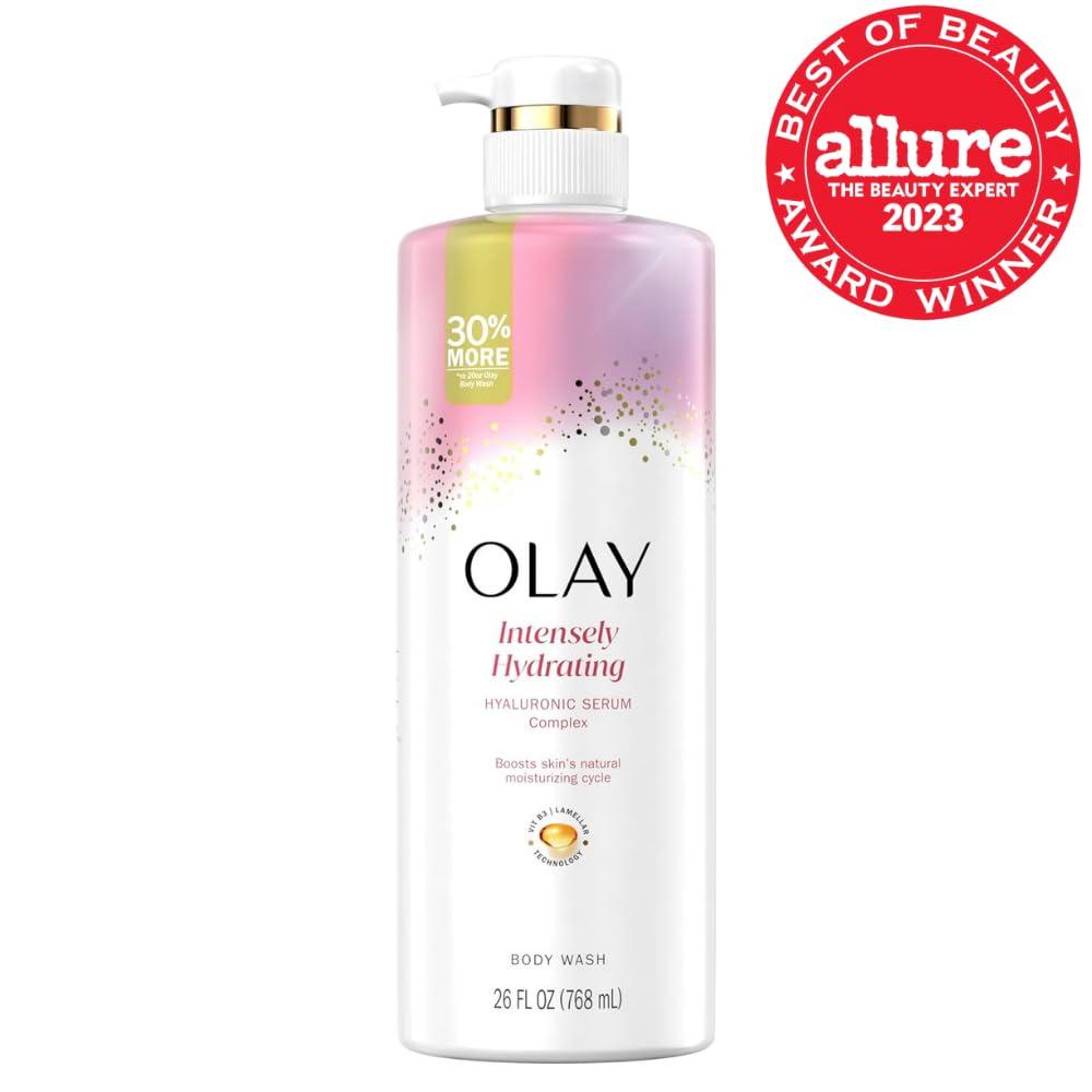 imageOlay Intensely Hydrating Body Wash  Body Lotion Bundle Pack Moisturizing ampamp Nourishing Formula with Hyaluronic Acid ampamp Vitamin B3 Complex 26 fl oz ampamp 17 fl oz Pack of 2Scented
