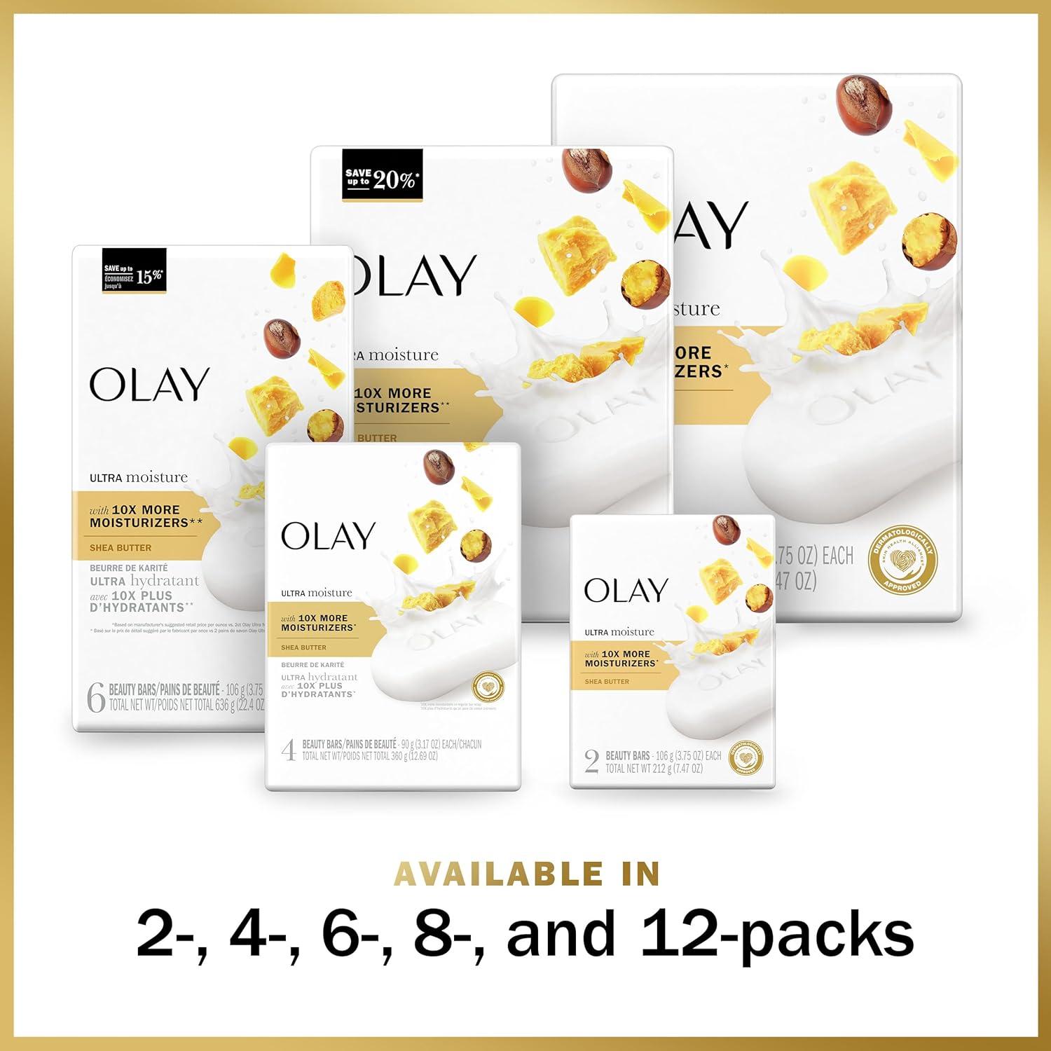 imageOlay Moisture Outlast Ultra Moisture Shea Butter Beauty Bar with Vitamin B3 Complex 375 oz 8 count299 Ounce Pack of 1