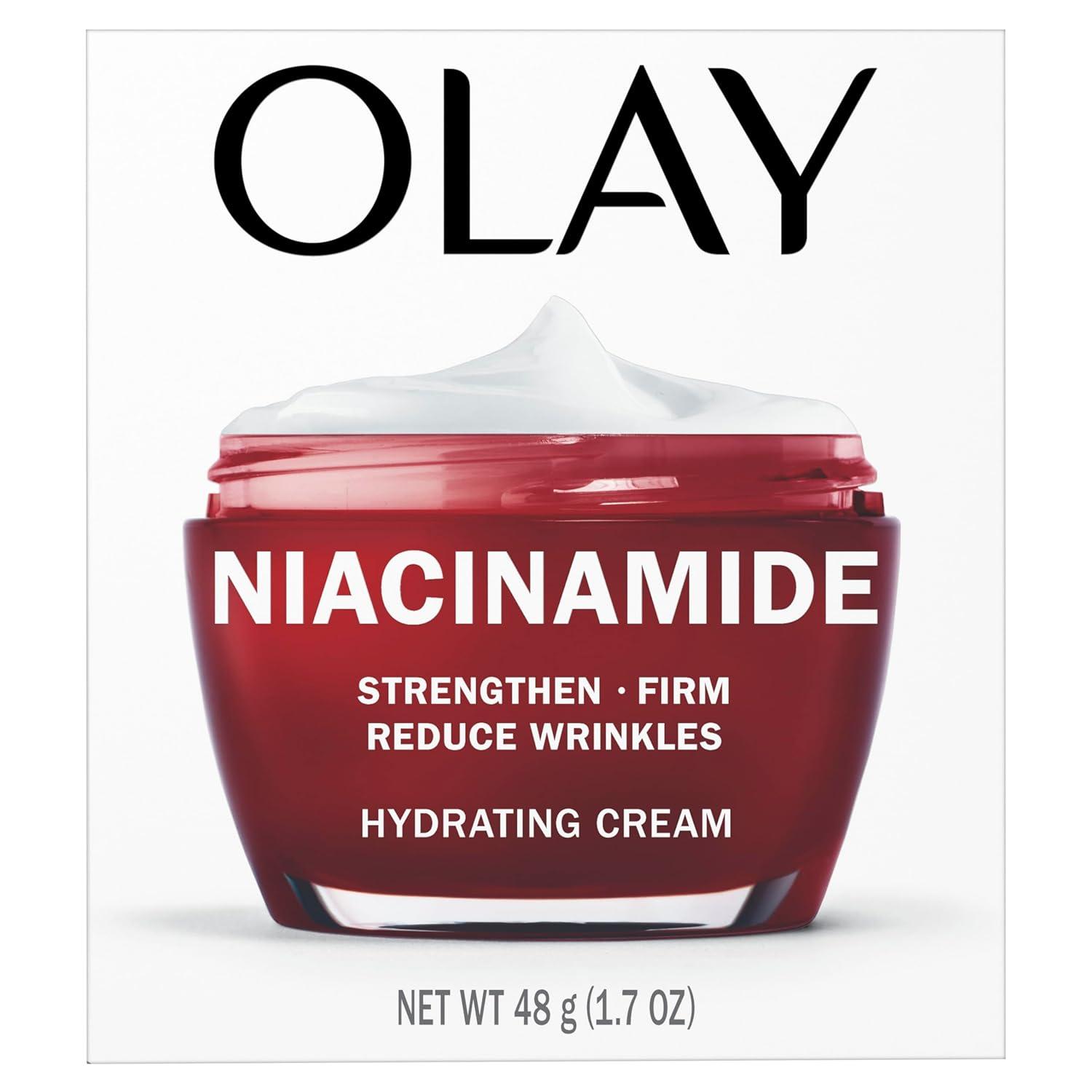 imageOlay Niacinamide Face Moisturizer Strong ampamp Firm Cream for Women AntiAging AntiWrinkle Firming Skin Care Evens Hydrates to Repair Barrier Recyclable Sustainable Eco Jar NonGreasy 2 oz17 Ounce Pack of 1