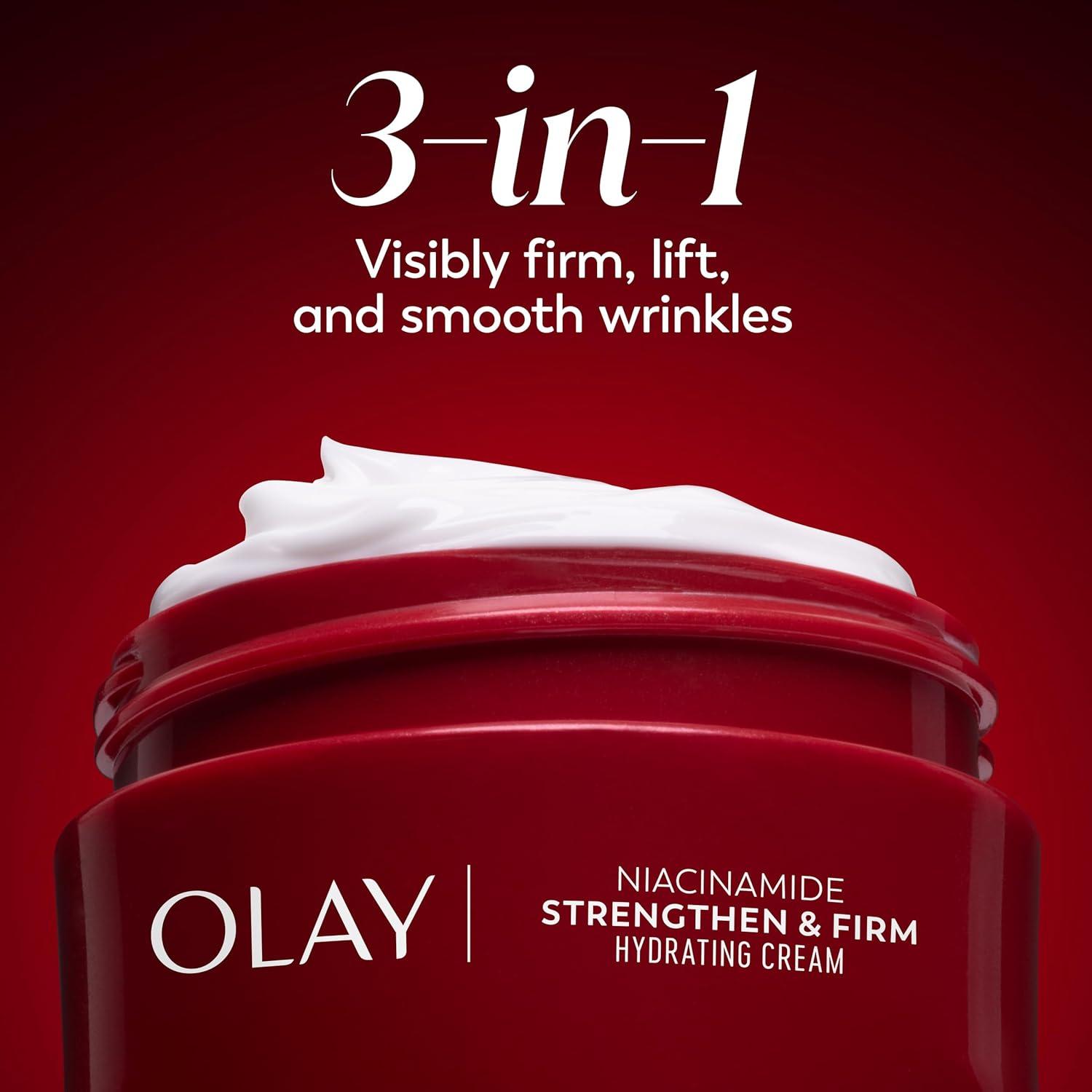 imageOlay Niacinamide Face Moisturizer Strong ampamp Firm Cream for Women AntiAging AntiWrinkle Firming Skin Care Evens Hydrates to Repair Barrier Recyclable Sustainable Eco Jar NonGreasy 2 oz2 Ounce Pack of 1