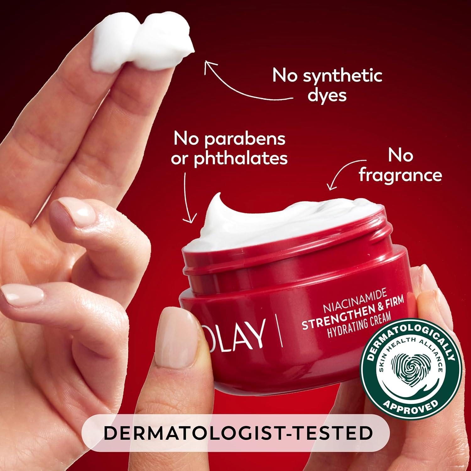 imageOlay Niacinamide Face Moisturizer Strong ampamp Firm Cream for Women AntiAging AntiWrinkle Firming Skin Care Evens Hydrates to Repair Barrier Recyclable Sustainable Eco Jar NonGreasy 2 oz2 Ounce Pack of 1