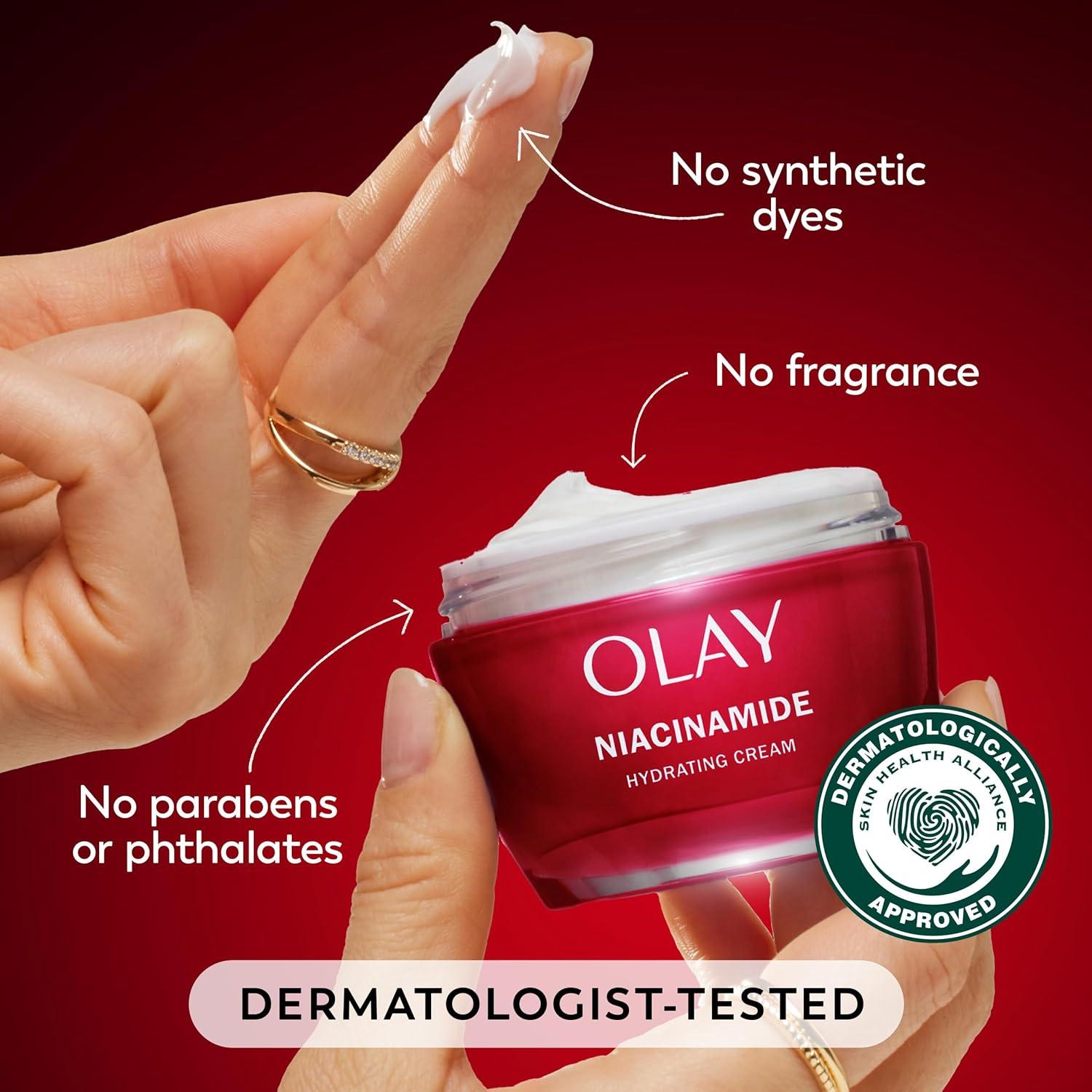 imageOlay Niacinamide Face Moisturizer Strong ampamp Firm Cream for Women AntiAging AntiWrinkle Firming Skin Care Evens Hydrates to Repair Barrier Recyclable Sustainable Eco Jar NonGreasy 2 oz17 Ounce Pack of 1
