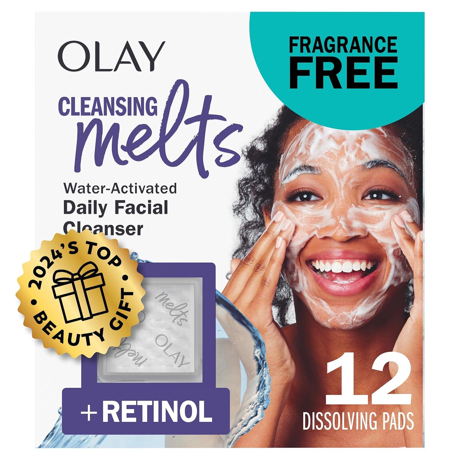 imageOlay Retinol Face Moisturizer 24 MAX AntiAging Night Cream for Women FragranceFree AntiWrinkle Skin Care 17 oz ampamp Trial Size Retinol Cleansing Melts WaterActivated Face Wash 12 ctOlay Retinol Face Cleansing Melts  Olay Retinol 24 Max Moisturizer