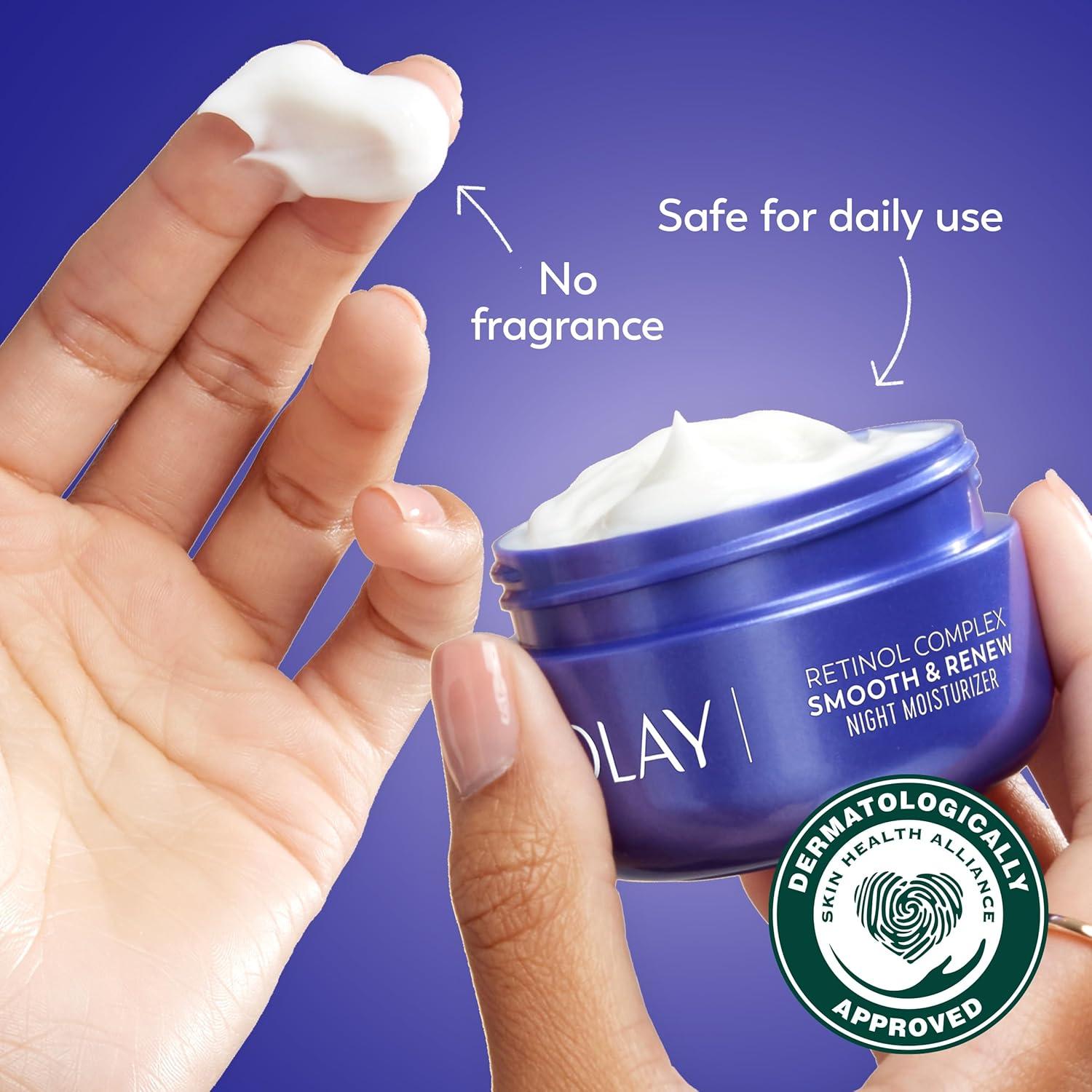 imageOlay Retinol Face Moisturizer Smooth ampamp Renew Cream for Women FragranceFree  AntiAging AntiWrinkle Smooth Fine Lines Tightening Brightening  Recyclable Sustainable Eco Jar NonGreasy 2 Oz2 Ounce Pack of 1