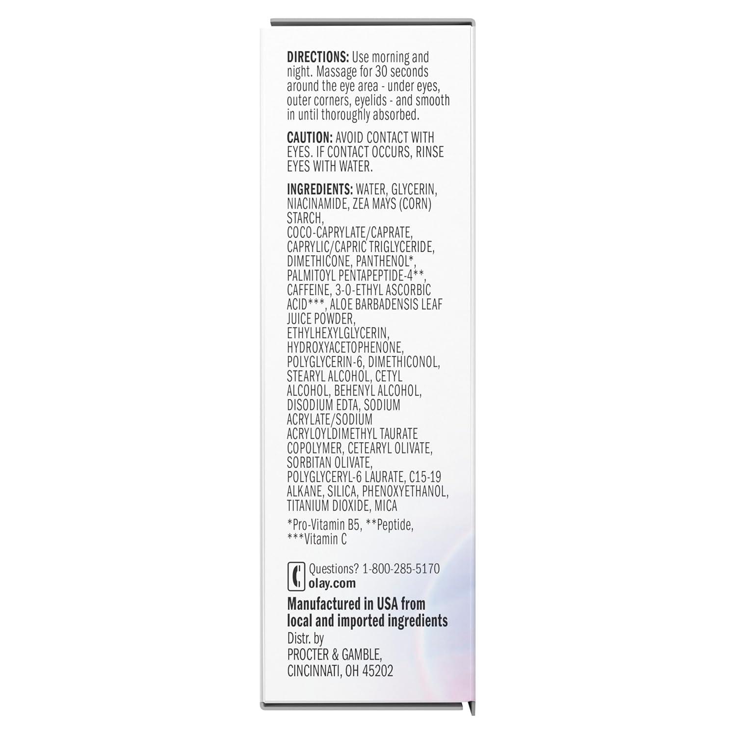imageOlay Super Eye Serum  Vitamin C Caffeine Niacinamide Amino Peptide Aloe Vera  Brightens Dark Circles AntiWrinkle AntiAging Brightening Smooths Fine Lines Firming Hydrating 045 Oz
