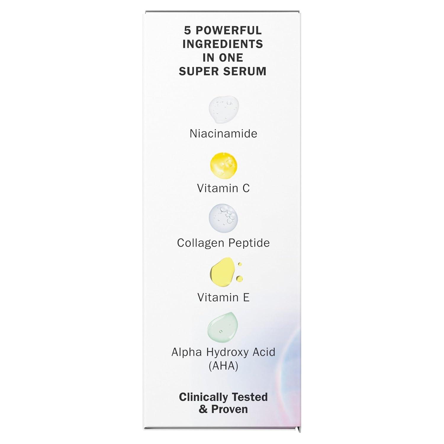 imageOlay Super Serum  Niacinamide Vitamin C ampamp E Collagen Peptide AHA  5in1 Skin Care Benefits for Face  Healthy Glow Brightening Hydrating Smoothing Firming Evens Tone AntiAging 17 Oz17 Fl Oz Pack of 1