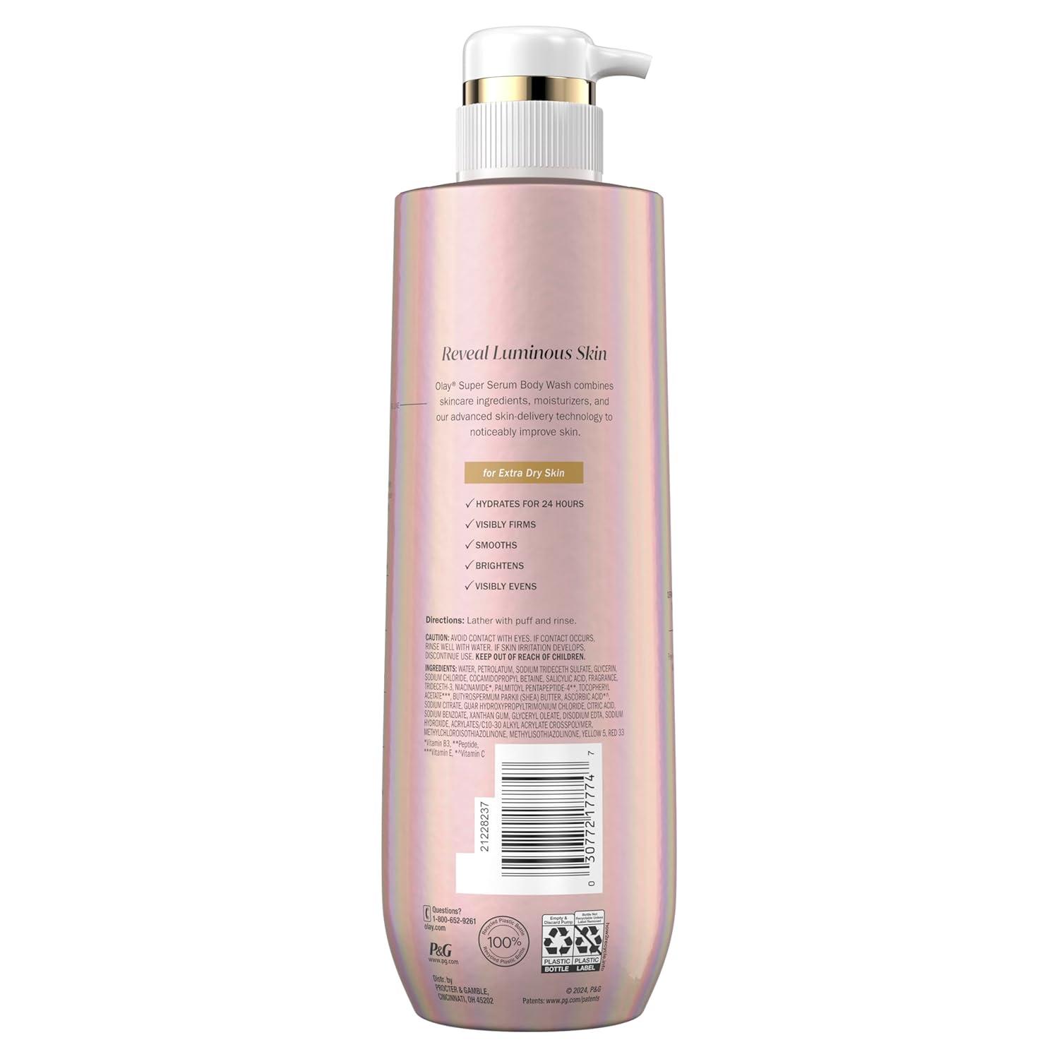 imageOlay Super Serum Body Wash for Normal Skin 24hr Long Lasting Hydration 5 Ingredient Serum Complex for Bright Even Firm Luminous Skin 185 fl ozCoconut  Vanilla   Soft Wood