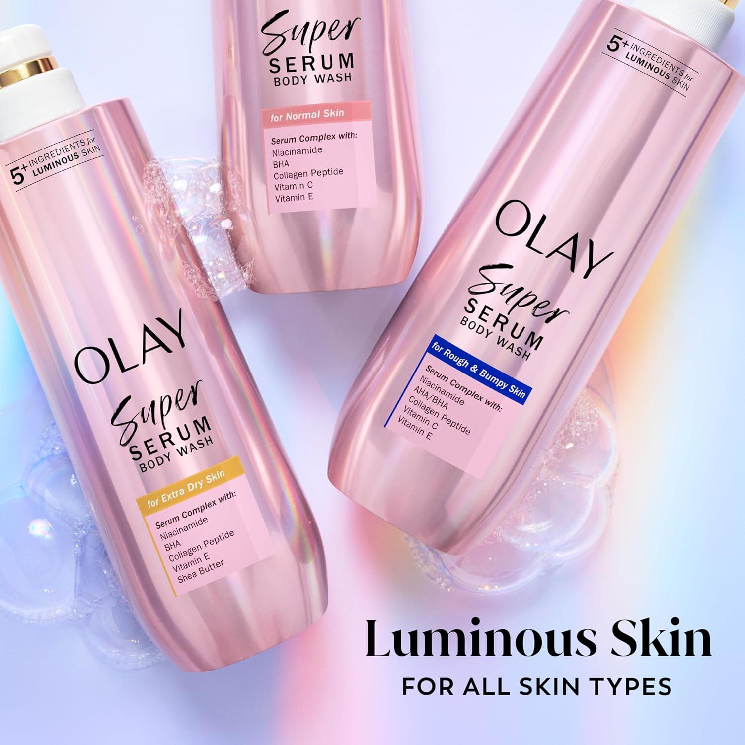 imageOlay Super Serum Body Wash for Normal Skin 24hr Long Lasting Hydration 5 Ingredient Serum Complex for Bright Even Firm Luminous Skin 185 fl ozNormal