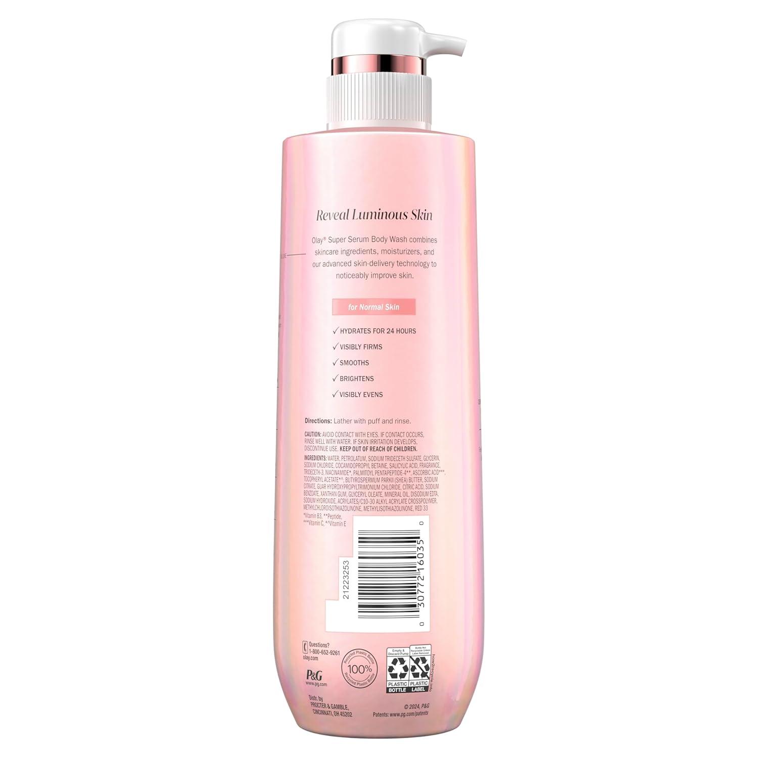 imageOlay Super Serum Body Wash for Normal Skin 24hr Long Lasting Hydration 5 Ingredient Serum Complex for Bright Even Firm Luminous Skin 185 fl ozNormal