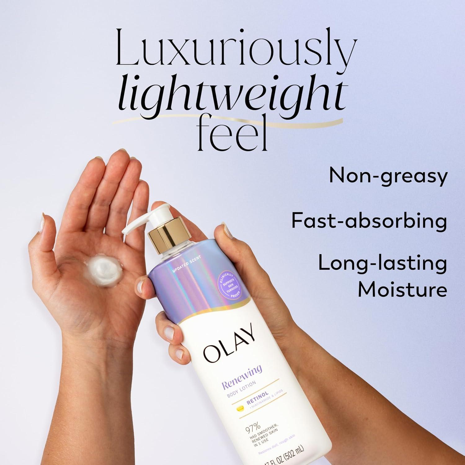 imageOlay Super Serum Hand ampamp Body Lotion for Dry Skin 24hr Long Lasting Hydration 5 Ingredient Serum Complex for Bright Even Firm Luminous Skin Sweet Vanilla ampamp Soft Wood Scent 185 fl ozRetinol