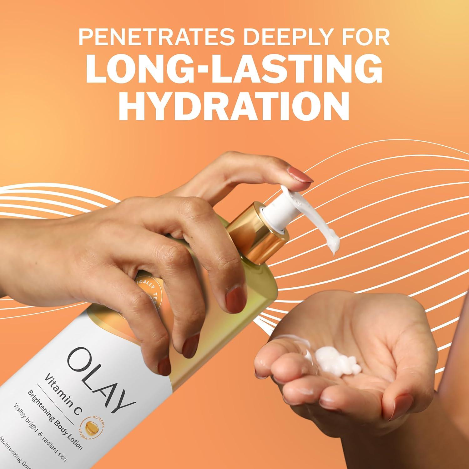 imageOlay Super Serum Hand ampamp Body Lotion for Dry Skin 24hr Long Lasting Hydration 5 Ingredient Serum Complex for Bright Even Firm Luminous Skin Sweet Vanilla ampamp Soft Wood Scent 185 fl ozVitamin C