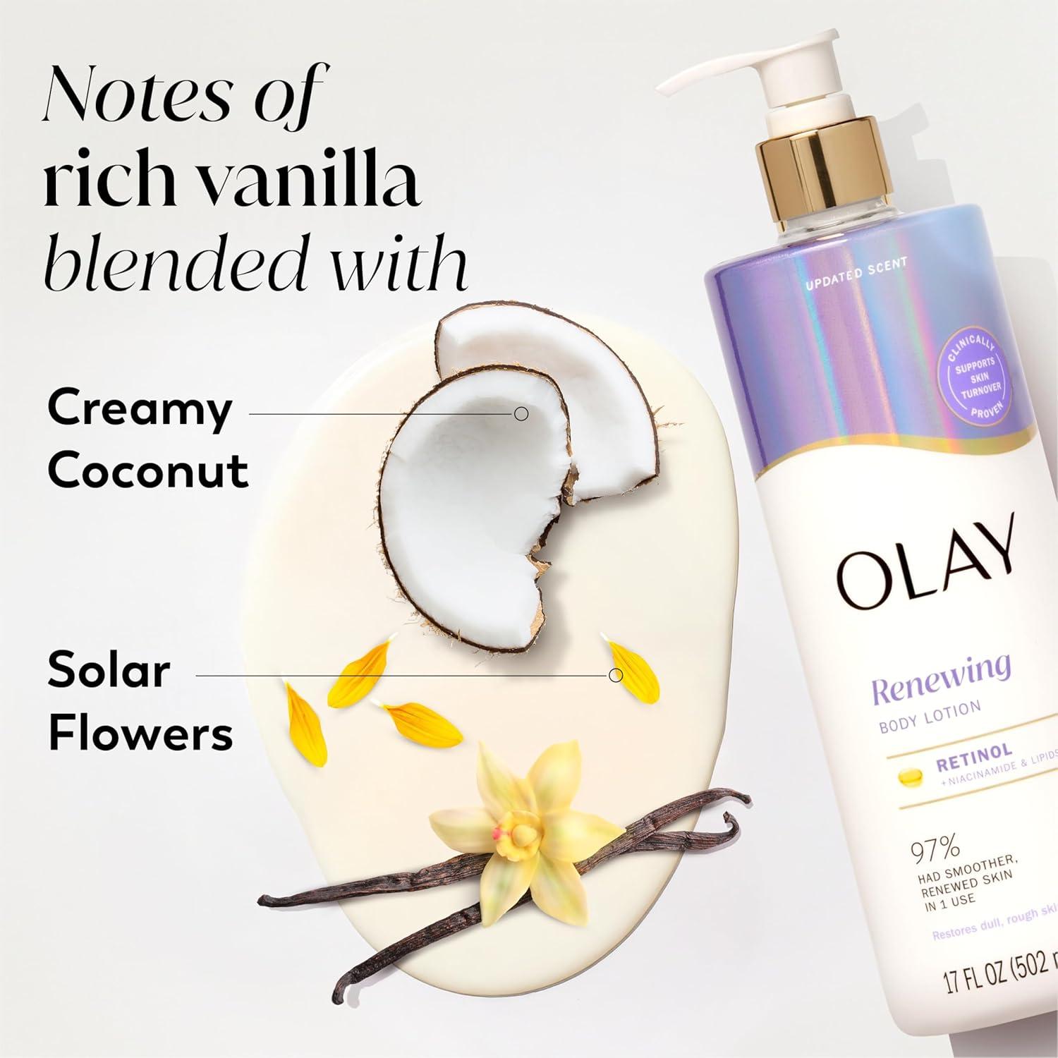 imageOlay Super Serum Hand ampamp Body Lotion for Dry Skin 24hr Long Lasting Hydration 5 Ingredient Serum Complex for Bright Even Firm Luminous Skin Sweet Vanilla ampamp Soft Wood Scent 185 fl ozRetinol