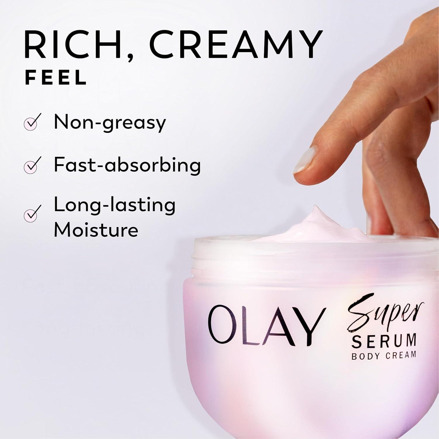 imageOlay Super Serum Hand ampamp Body Lotion for Dry Skin 24hr Long Lasting Hydration 5 Ingredient Serum Complex for Bright Even Firm Luminous Skin Sweet Vanilla ampamp Soft Wood Scent 185 fl ozSweet Vanilla  Soft Wood