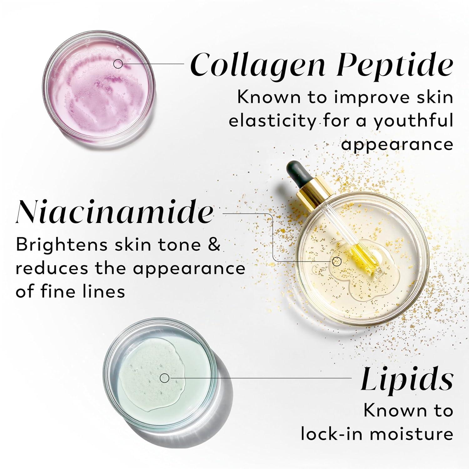 imageOlay Super Serum Hand ampamp Body Lotion for Dry Skin 24hr Long Lasting Hydration 5 Ingredient Serum Complex for Bright Even Firm Luminous Skin Sweet Vanilla ampamp Soft Wood Scent 185 fl ozCollagen
