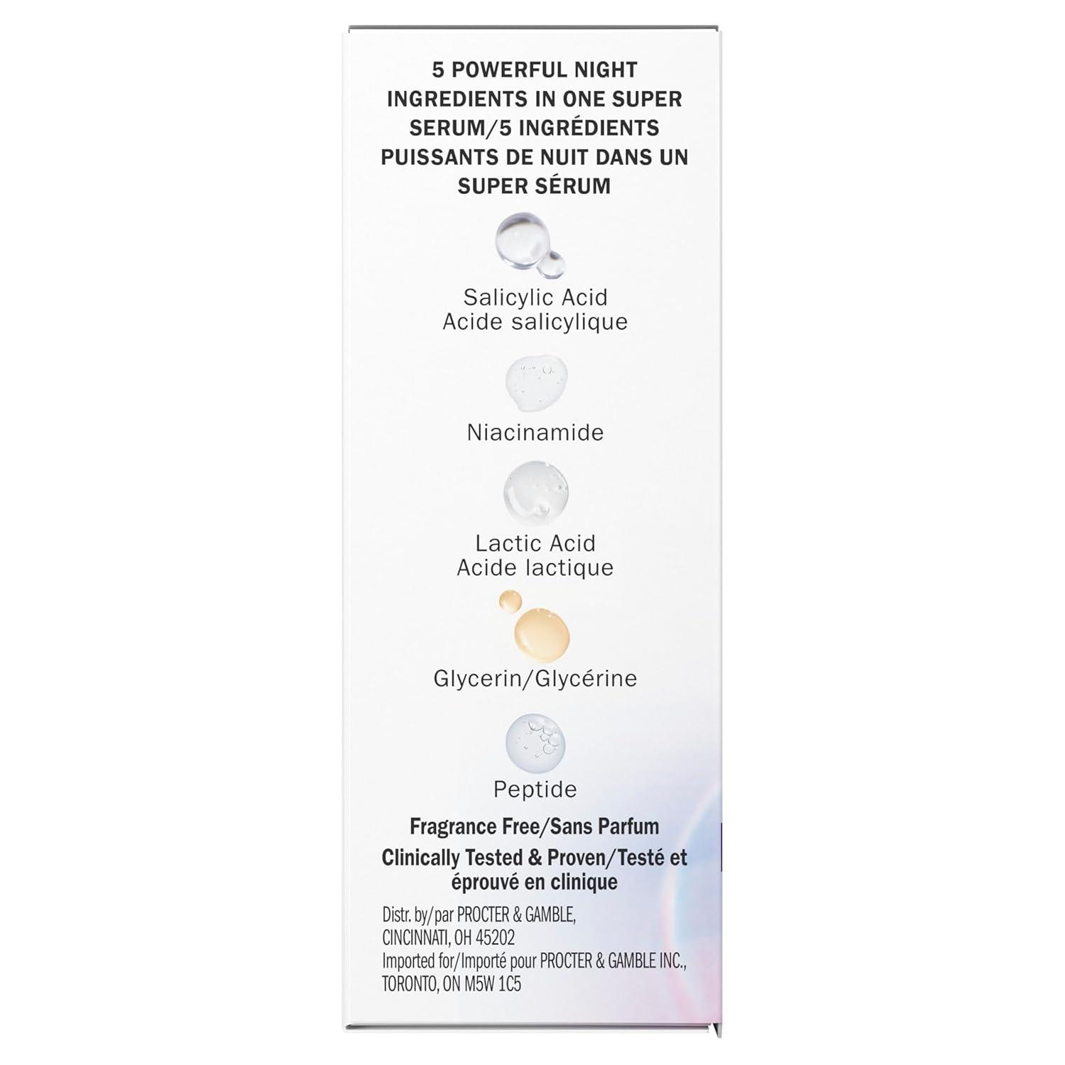 imageOlay Super Serum Night Repair FragranceFree  Niacinamide Peptide Salicylic ampamp Lactic Acid Glycerin  5in1 Skin Care Benefits  Hydrating Evens Tone Reduces Dark Spots AntiAging 10 Oz17 Fl Oz Pack of 1