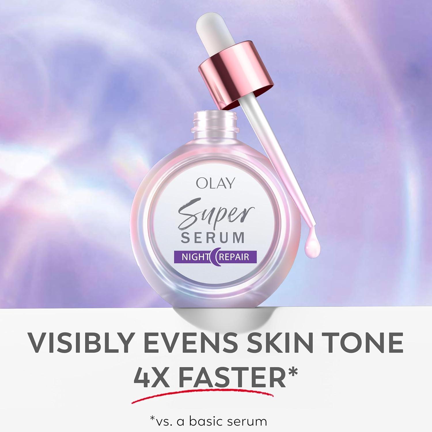 imageOlay Super Serum Night Repair FragranceFree  Niacinamide Peptide Salicylic ampamp Lactic Acid Glycerin  5in1 Skin Care Benefits  Hydrating Evens Tone Reduces Dark Spots AntiAging 10 Oz1 Fl Oz Pack of 1