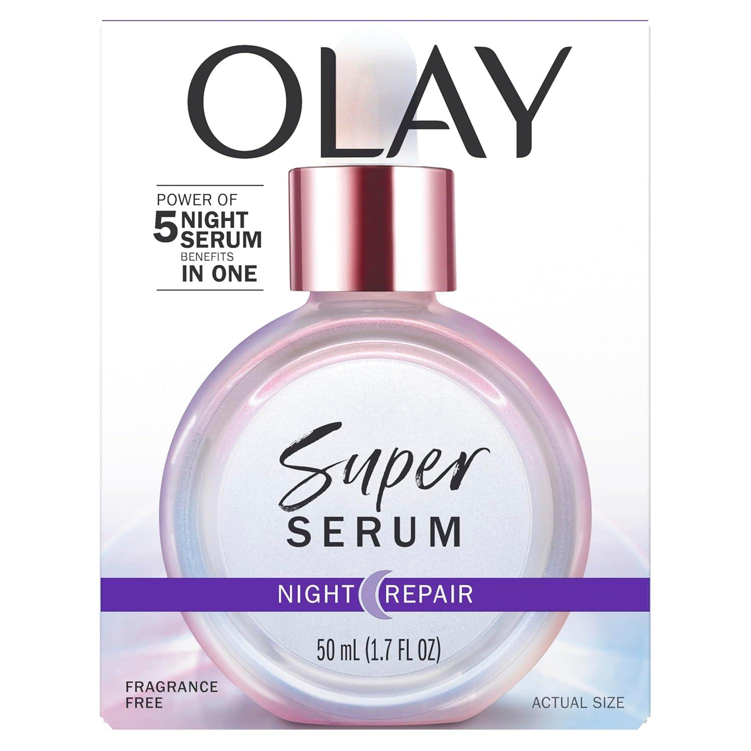imageOlay Super Serum Night Repair FragranceFree  Niacinamide Peptide Salicylic ampamp Lactic Acid Glycerin  5in1 Skin Care Benefits  Hydrating Evens Tone Reduces Dark Spots AntiAging 10 Oz17 Fl Oz Pack of 1