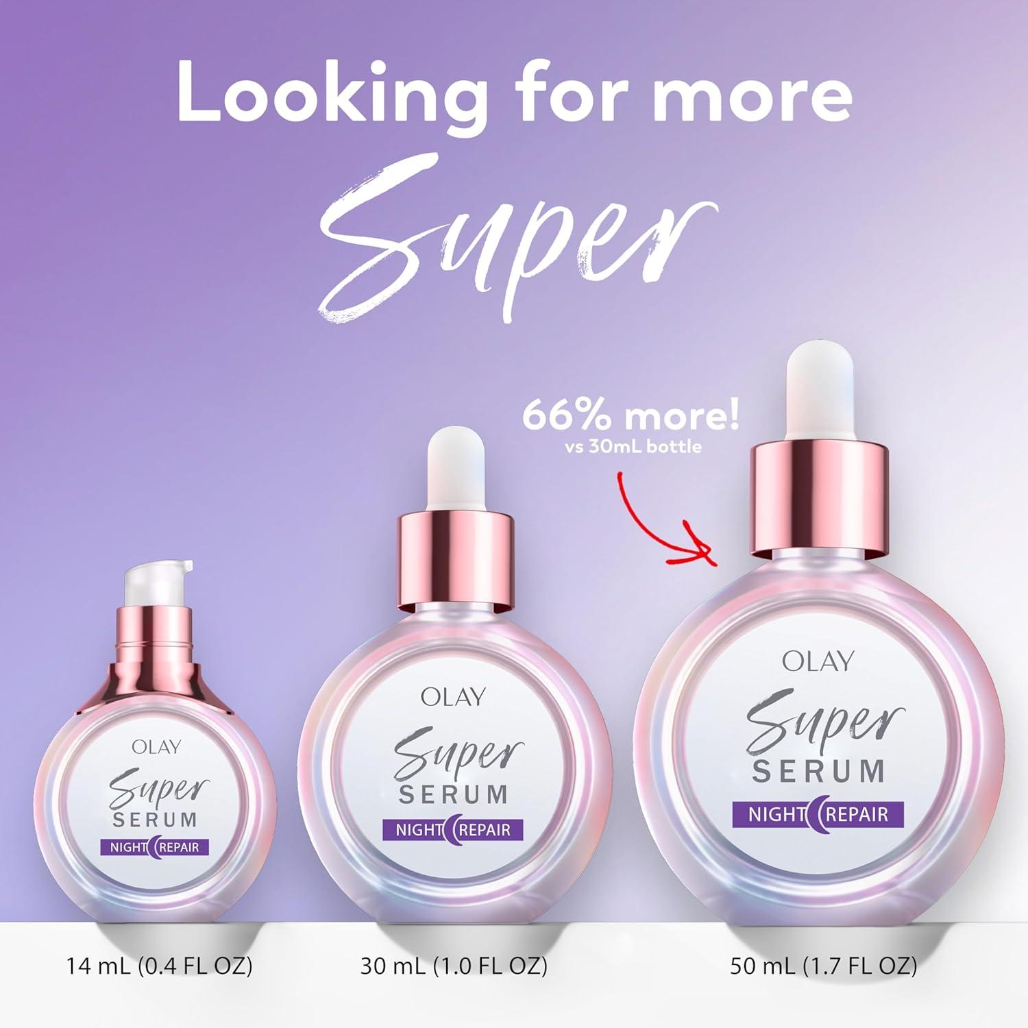 imageOlay Super Serum Night Repair FragranceFree  Niacinamide Peptide Salicylic ampamp Lactic Acid Glycerin  5in1 Skin Care Benefits  Hydrating Evens Tone Reduces Dark Spots AntiAging 10 Oz1 Fl Oz Pack of 1