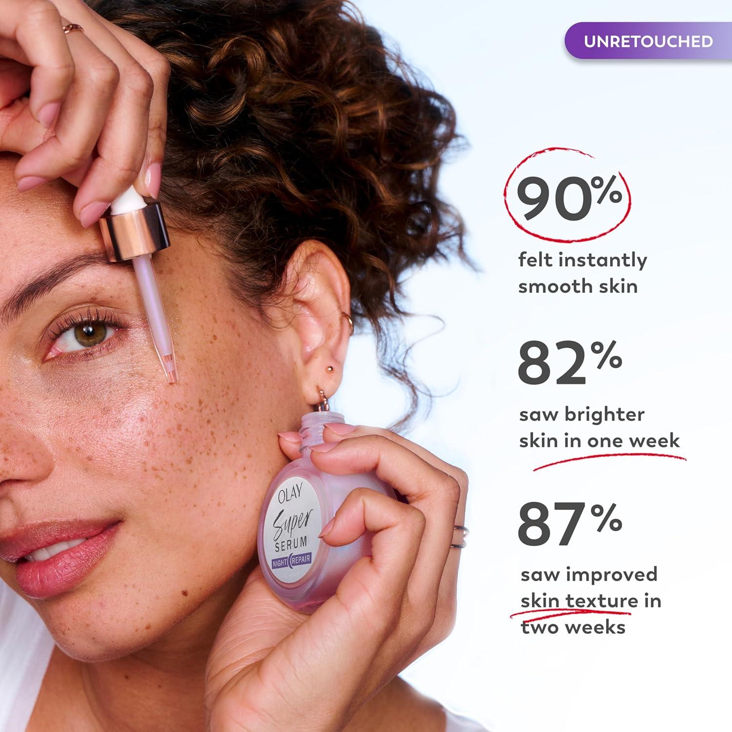 imageOlay Super Serum Night Repair FragranceFree  Niacinamide Peptide Salicylic ampamp Lactic Acid Glycerin  5in1 Skin Care Benefits  Hydrating Evens Tone Reduces Dark Spots AntiAging 10 Oz1 Fl Oz Pack of 1