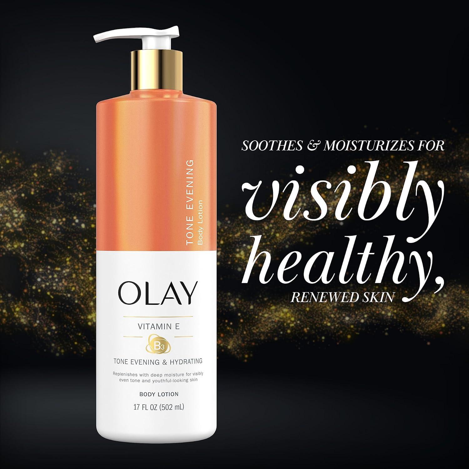 imageOlay Tone Evening and Hydrating Body Lotion Deep Moisture 17oz Pack of 4Tone Evening Vitamin E