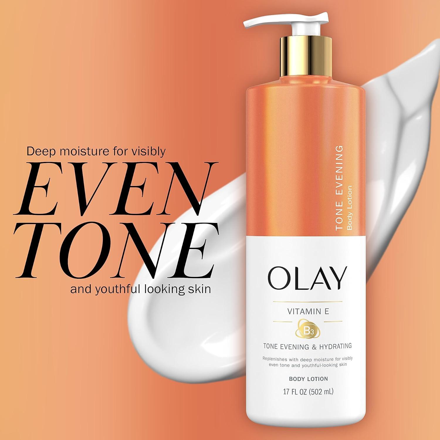imageOlay Tone Evening and Hydrating Body Lotion Deep Moisture 17oz Pack of 4Tone Evening Vitamin E
