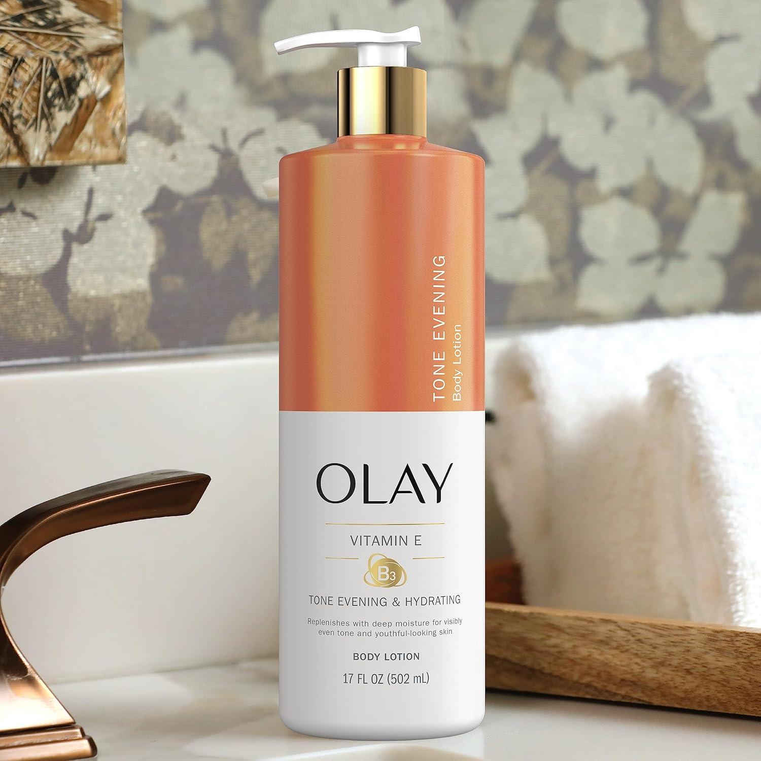 imageOlay Tone Evening and Hydrating Body Lotion Deep Moisture 17oz Pack of 4Tone Evening Vitamin E