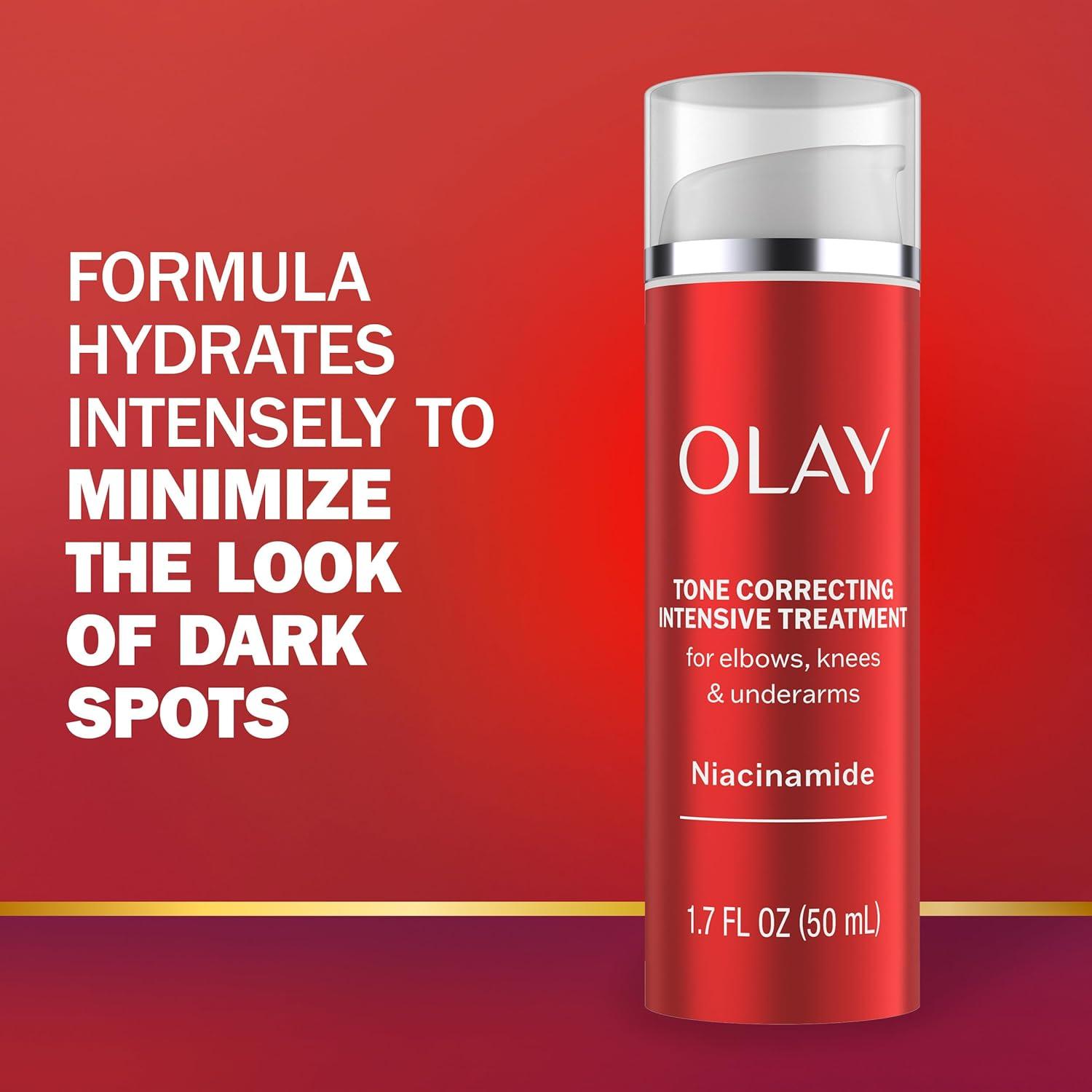 imageOlay Treatment Cream Intensive Tone Correcting for Elbows Knees ampamp Underarms with Niacinamide Vitamin B3 Complex Deeply Hydrates Evened Skin Tone 17 fl oz