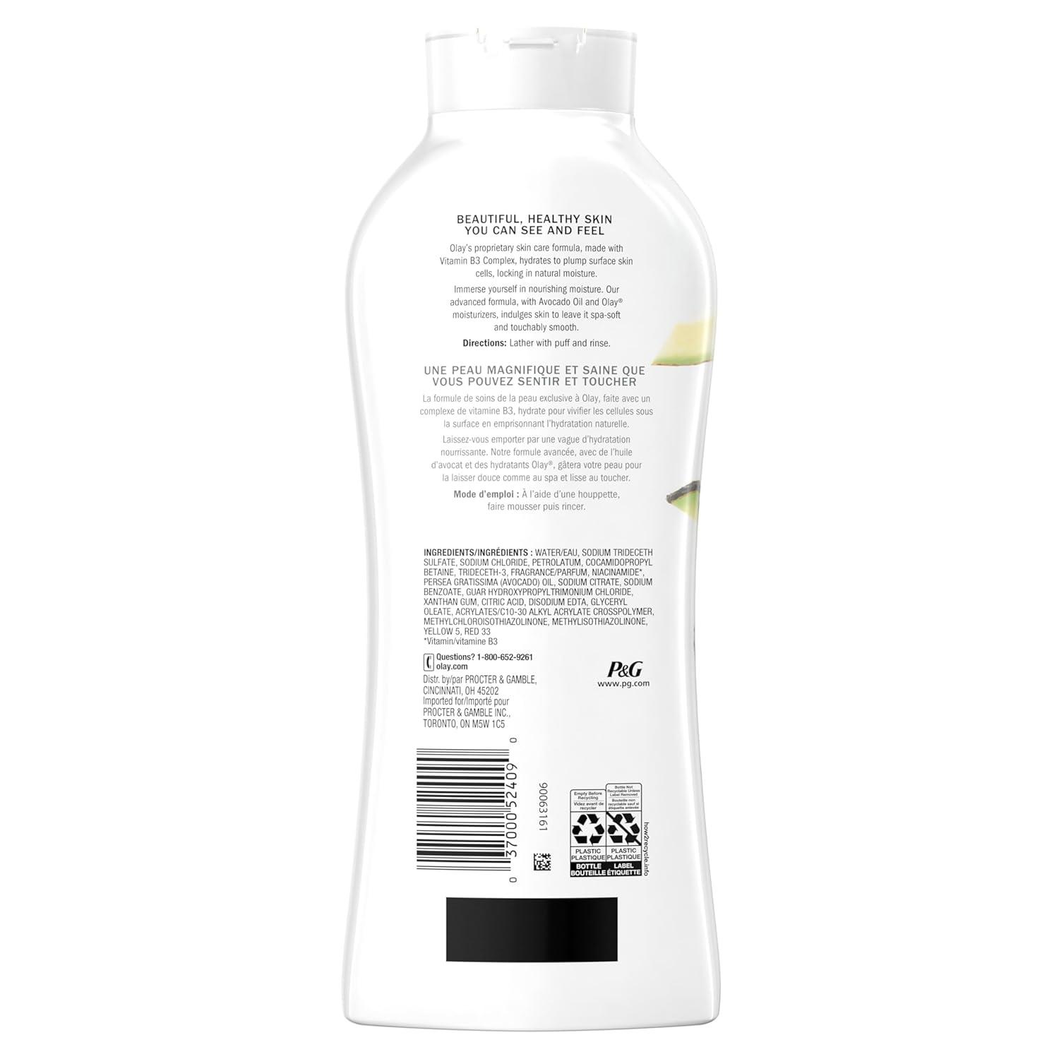imageOlay Ultra Moisture Body Wash for Women Deeply Nourishes Vitamin B3 Complex Clinically Proven Avocado Oil Scent 22 Fl Oz Pack of 4