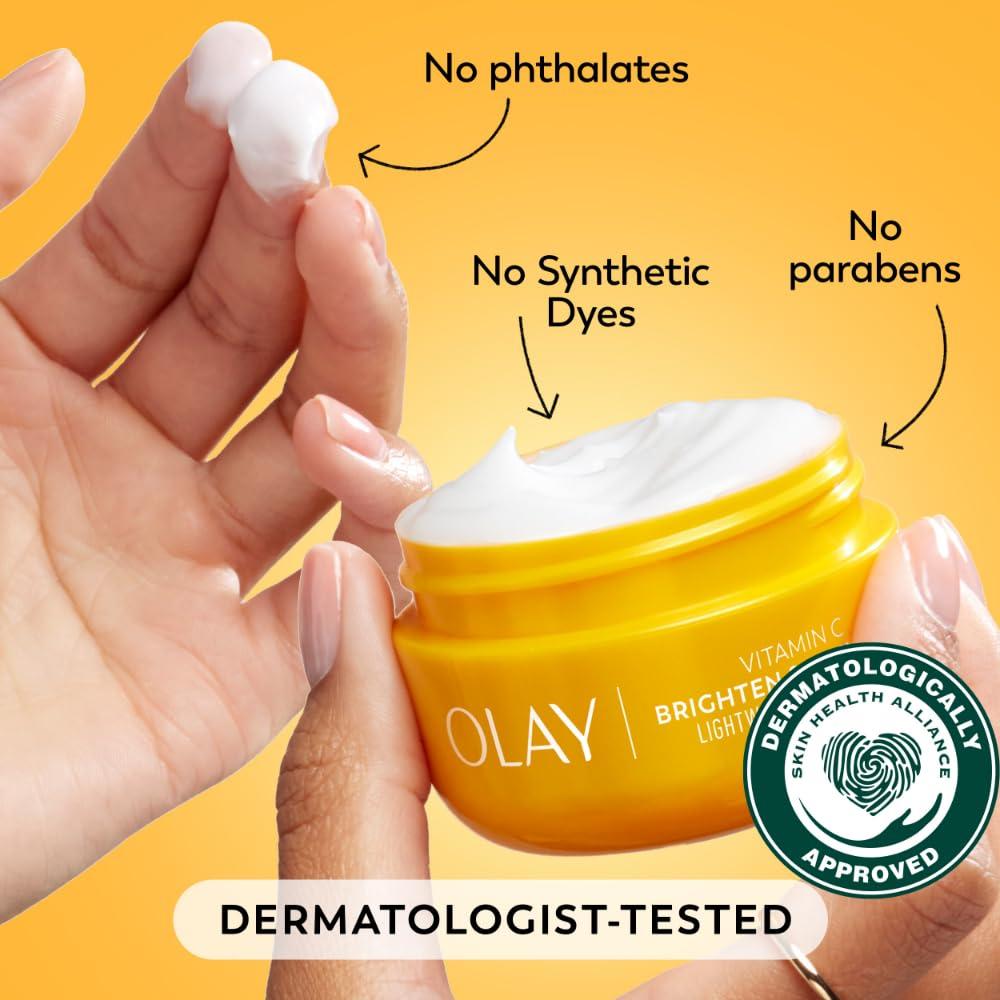 imageOlay Vitamin C Face Moisturizer Bright ampamp Even Lightweight Cream for Women  Brightens Hyrdates Evens Tone ampamp Texture Glowing Skin Care  Recyclable Sustainable Eco Jar NonGreasy 2 Oz20 Fl Oz
