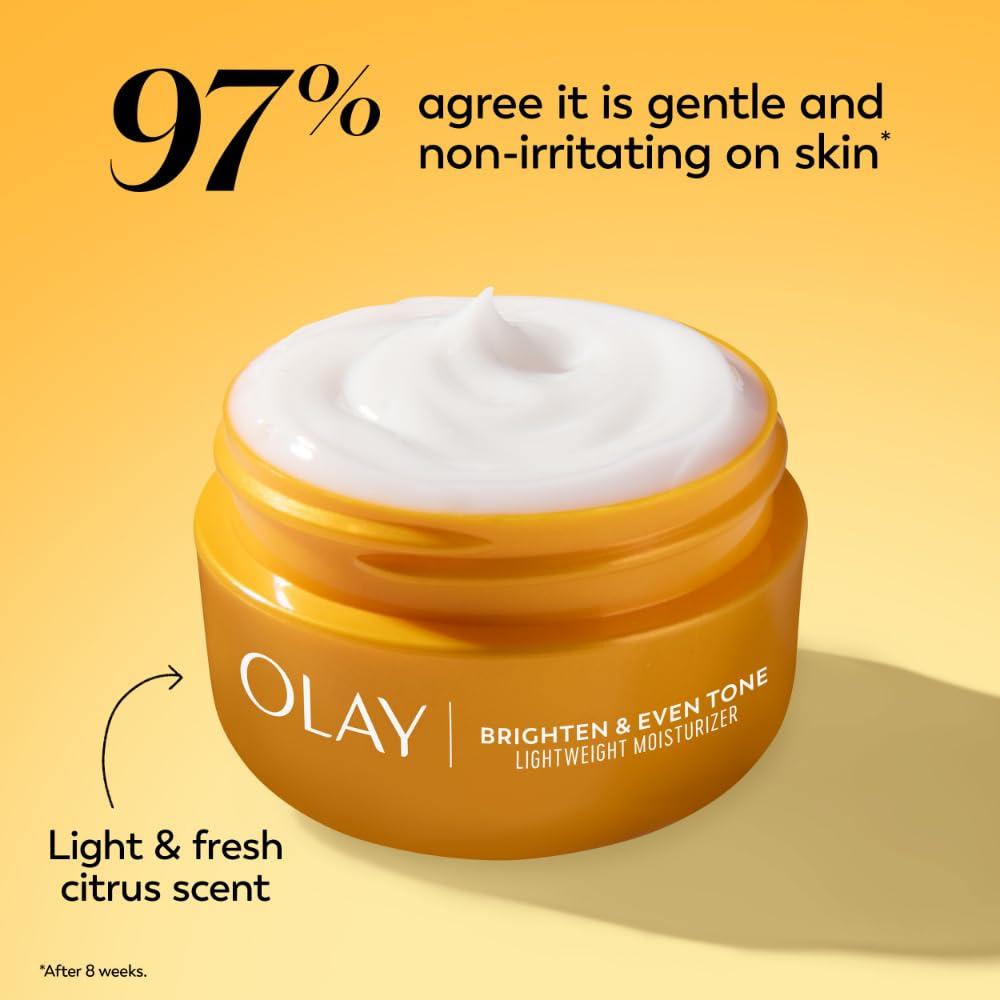 imageOlay Vitamin C Face Moisturizer Bright ampamp Even Lightweight Cream for Women  Brightens Hyrdates Evens Tone ampamp Texture Glowing Skin Care  Recyclable Sustainable Eco Jar NonGreasy 2 Oz20 Fl Oz