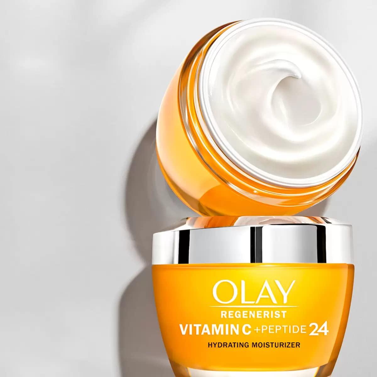 imageOlay Vitamin C MAX Face Moisturizer Brightening Cream for Women Hydrating Evens Tone Dark Spot ampamp Hyperpigmentation Reduction Glowing Skin Care  Niaciniamide Peptides 17 Oz17 Ounce Pack of 2