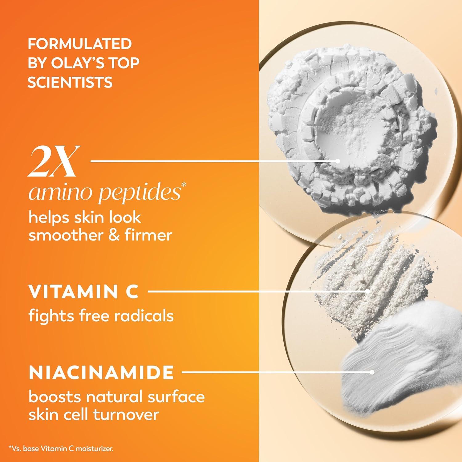 imageOlay Vitamin C MAX Face Moisturizer Brightening Cream for Women Hydrating Evens Tone Dark Spot ampamp Hyperpigmentation Reduction Glowing Skin Care  Niaciniamide Peptides 17 Oz17 Ounce Pack of 1