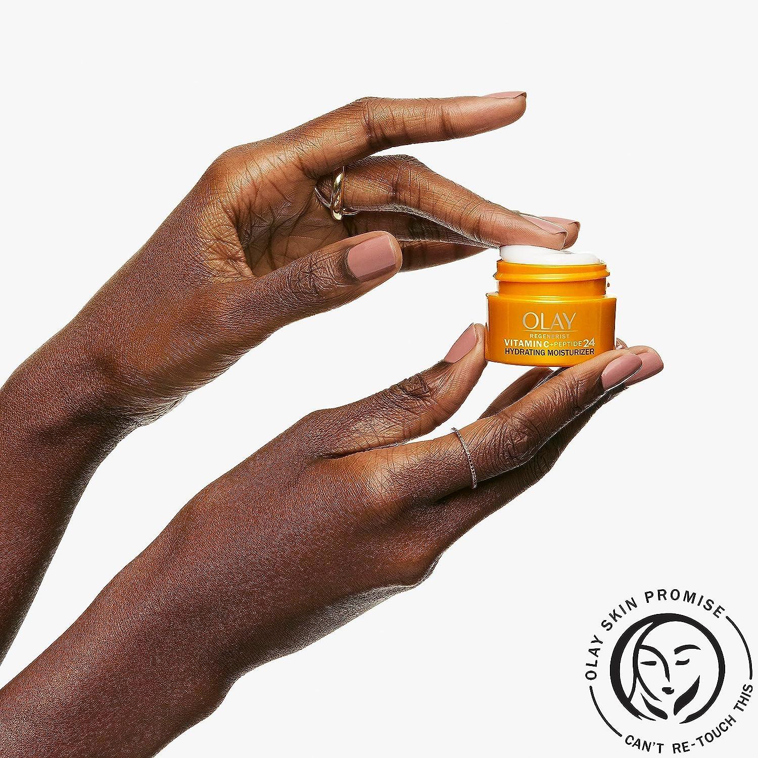 imageOlay Vitamin C MAX Face Moisturizer Brightening Cream for Women Hydrating Evens Tone Dark Spot ampamp Hyperpigmentation Reduction Glowing Skin Care  Niaciniamide Peptides 17 Oz05 Fl Oz Pack of 2