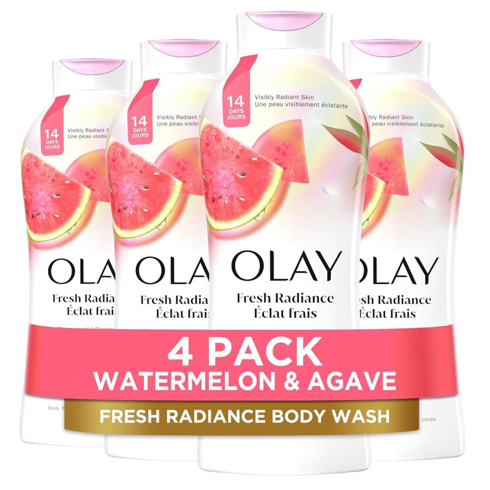 imageOlay Body Wash for Women Fresh Radiance Refreshing ampamp Renewing Made with Plant Based Cleansers B3 Botanical Complex For All Skin Types Orchid ampamp Black Currant Scent 22 fl oz Pack of 4Watermelon  Agave