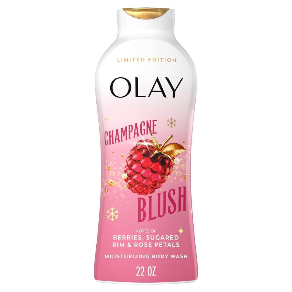 imageOlay Body Wash for Women Hydrating ampamp Moisturizing Holiday Edition With Plant Based Cleansers B3 Complex For All Skin Types Fireside Fir with Fresh Spruce ampamp Sandalwood Scent 22 fl ozChampagne Blush with Berries  Sugared Rim  Rose Petals