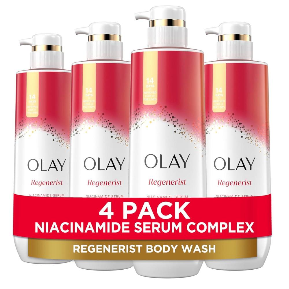 imageOlay Body Wash for Women Regenerist Smoothing Niacinamide Serum Complex Renews Moisture Free of Parabens ampamp Phthalates Vitamin B3 Lameller Technology For All Skin Types 20 fl oz Pack of 4Regenerist