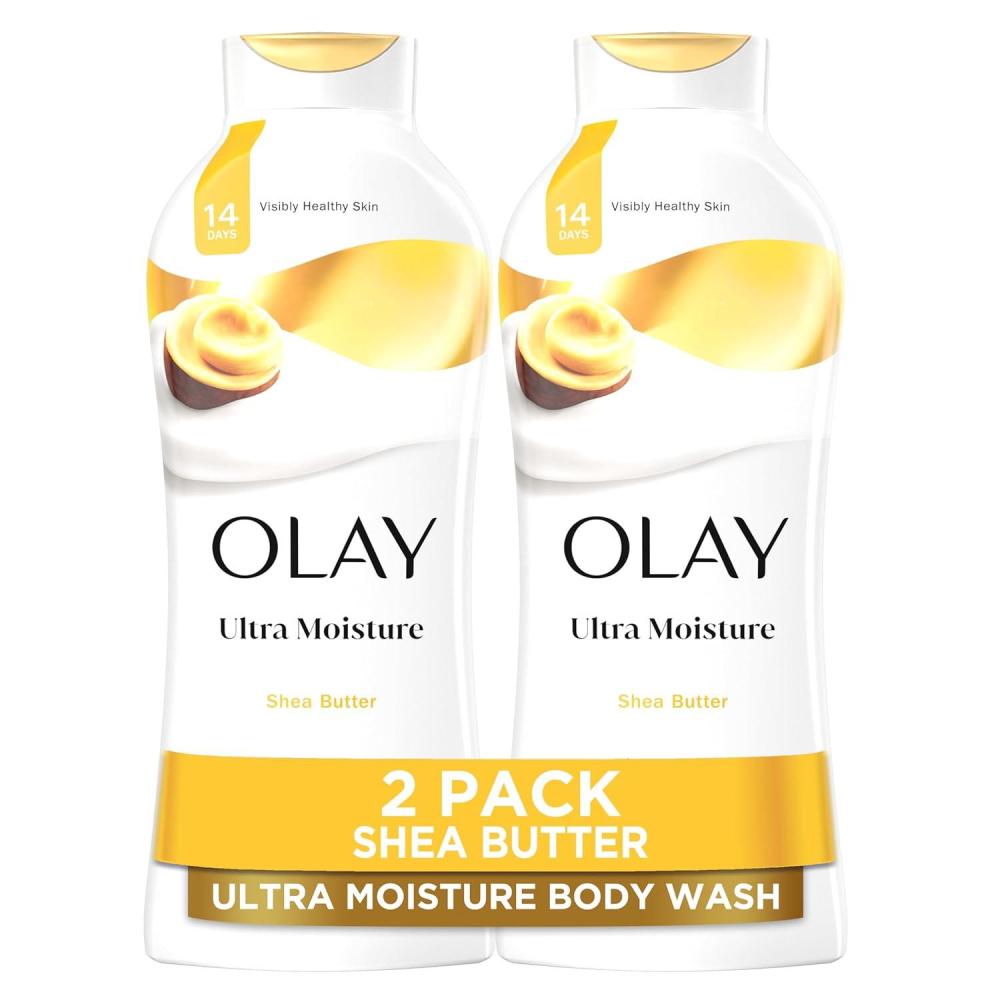 imageOlay Body Wash for Women Ultra Moisture 24hr Moisturizing Hydrating ampamp Refreshing B3 Vitamin Complex Free of Parabens ampamp Phthalates For All Skin Types Shea Butter Scent 22 fl oz Pack of 4Shea Butter