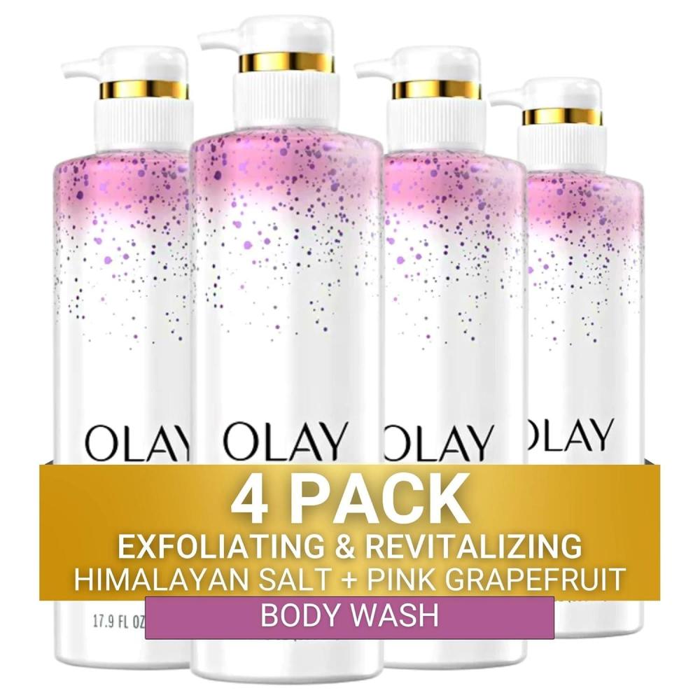 imageOlay Exfoliating ampamp Hydrating Body Wash With Deep Sea Minerals Coconut Water and Vitamin B3 20 fl oz Pack of 4Grapefruit