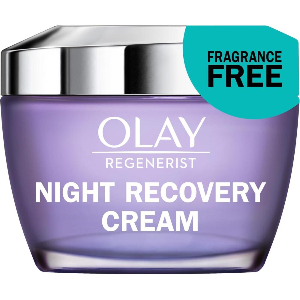 imageOlay Face Moisturizer AntiAging Night Cream for Women  FragranceFree Skin Care Instant Hydration AntiWrinkle Reduces Fine Lines Exfoliates Smooths Texture  Niacinamide Amino Pepitde 17Oz