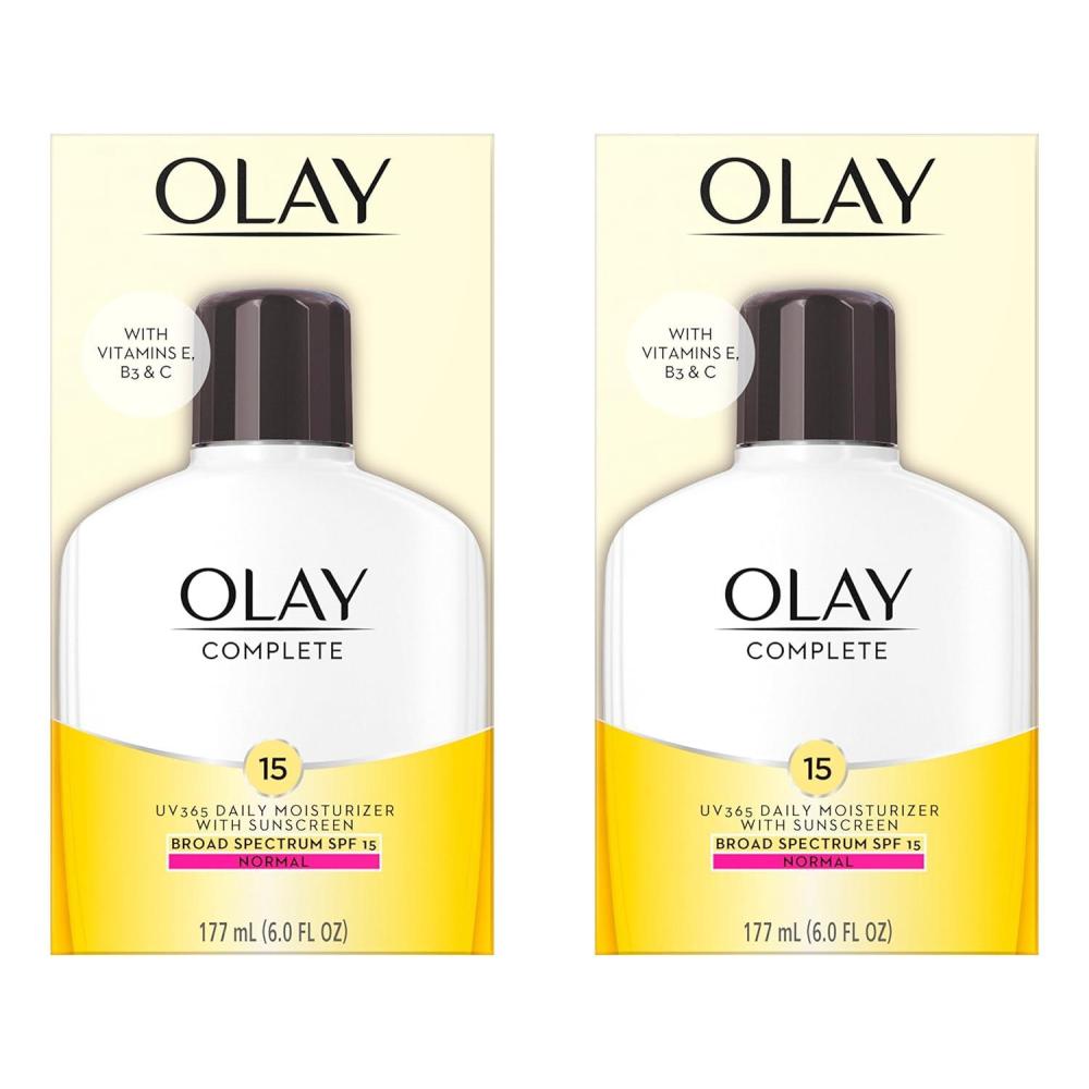 imageOlay Face Moisturizer Complete with Sunscreen SPF 15 Daily Facial Lotion for Normal Skin Lightweight Hydrating Broad Spectrum Sun Protection  Vitamin C E and Niacinamide  6 Oz 2 Pack6 Fl Oz Pack of 2