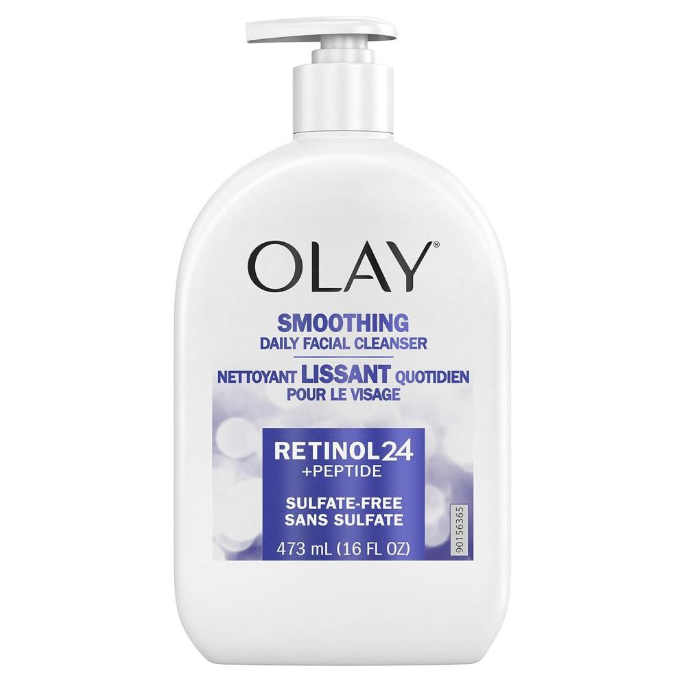 imageOlay Face Wash Daily Facial Cleanser with Retinol Peptides ampamp Glycerin  Smoothing Noursihes Skin Surface Hydrates while Cleansing  SulfateFree ParabenFree 16 Oz