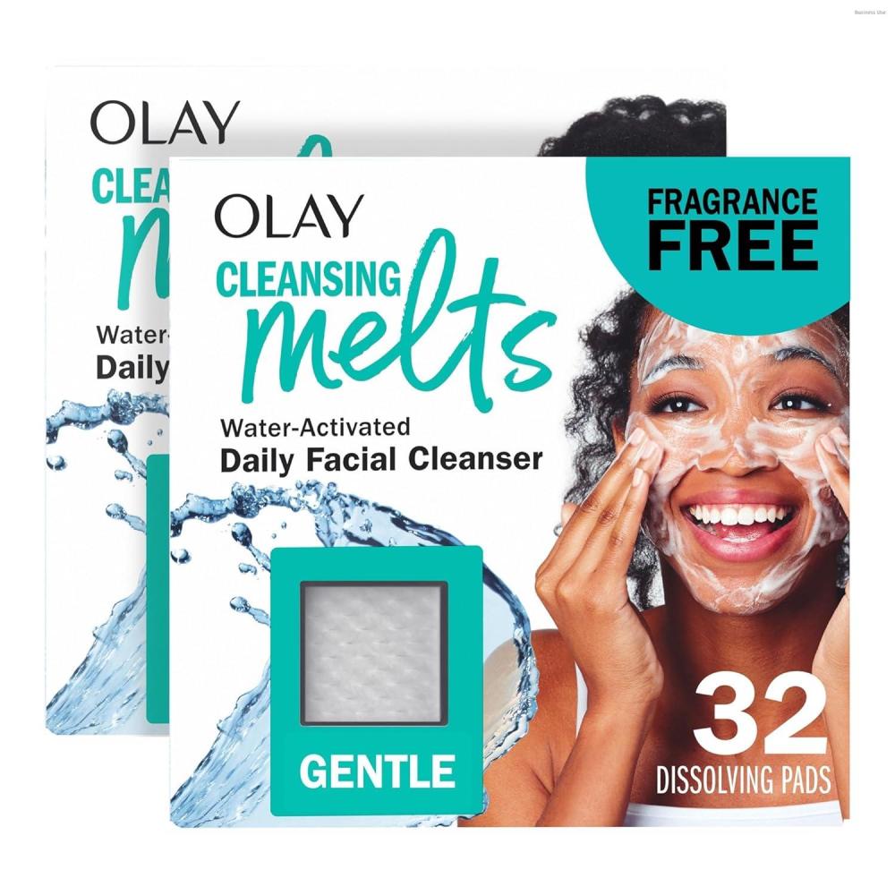 imageOlay Face Wash Gentle Cleansing Melts FragranceFree Daily Use Cleanser For All Skin Types Travel Size WaterActivated to Clean Tone and Refresh 64ct 2 Pack x 32ct