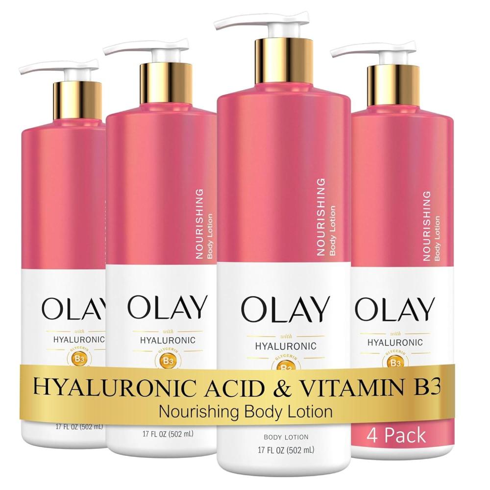 imageOlay Nourishing ampamp Hydrating Body Lotion for Women with Hyaluronic Acid 17 oz Pack of 4