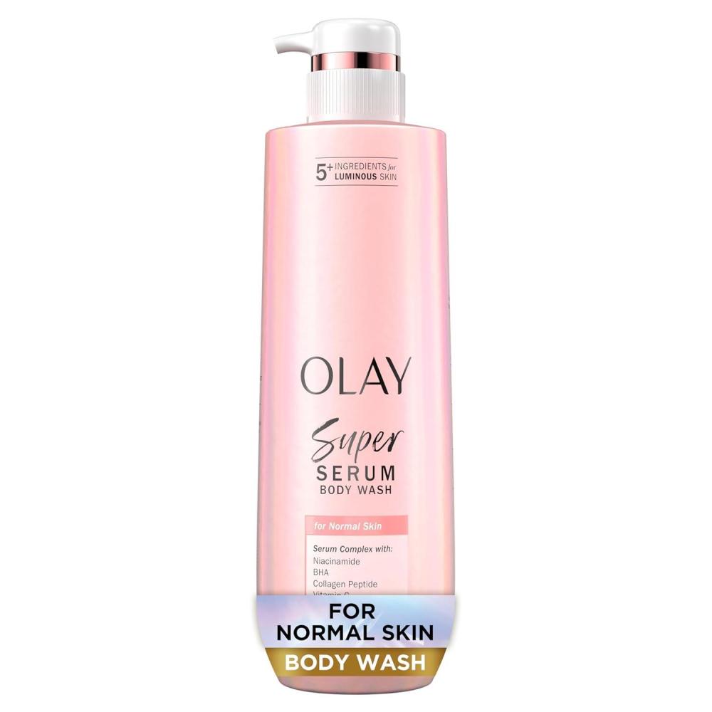 imageOlay Super Serum Body Wash for Normal Skin 24hr Long Lasting Hydration 5 Ingredient Serum Complex for Bright Even Firm Luminous Skin 185 fl ozNormal