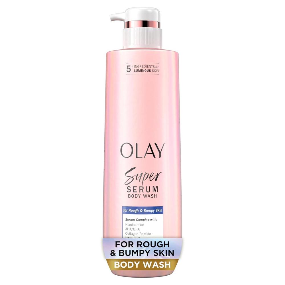 imageOlay Super Serum Body Wash for Normal Skin 24hr Long Lasting Hydration 5 Ingredient Serum Complex for Bright Even Firm Luminous Skin 185 fl ozRough  Bumpy