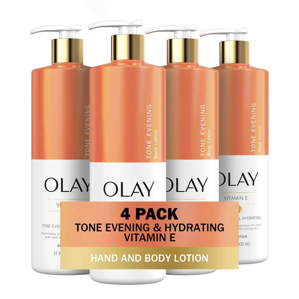 imageOlay Tone Evening and Hydrating Body Lotion Deep Moisture 17oz Pack of 4Tone Evening Vitamin E