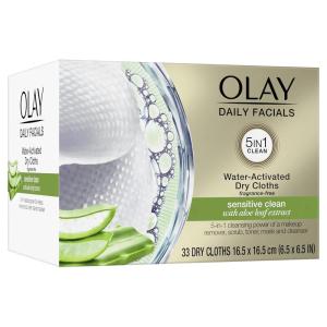 imageMakeup Remover Wipes by Olay Daily Facials Gentle Clean 5in1 Water Activated Cleansing Cloths 33 count Packaging may VaryUnscented