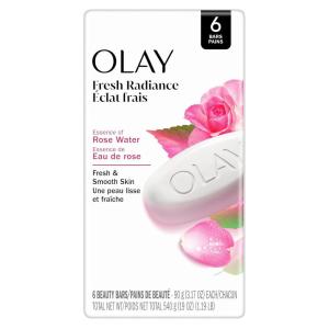 imageOlay Beauty Bar Fresh Radiance Nourishing ampamp Refreshing Formula Pampering for Smooth ampamp Gentle Skin Vitamin B3 Complex Essence of Rose Water Scent 317 oz Pack of 6